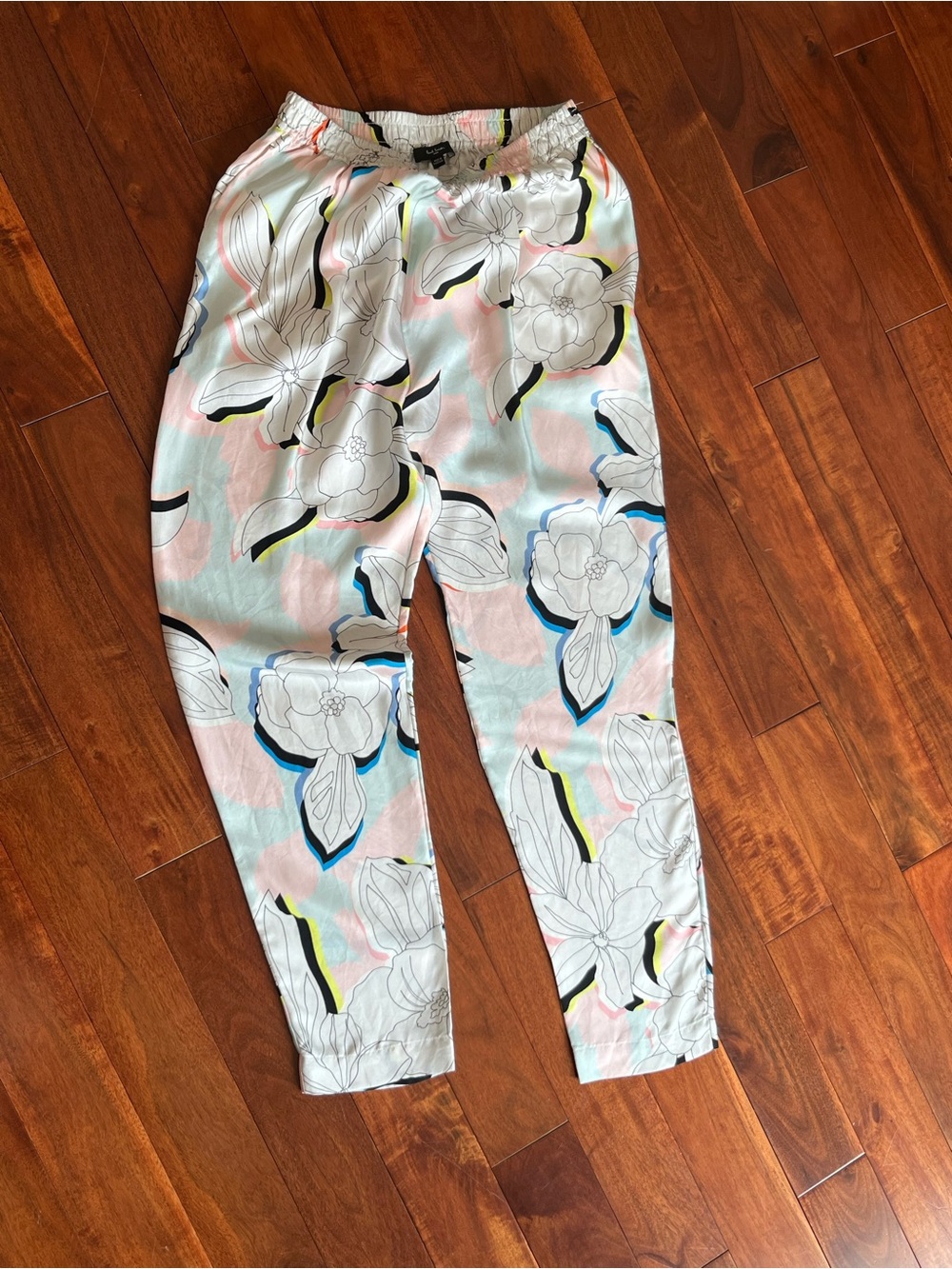 Paul Smith Pink, Mint & Black Floral Silk Trousers